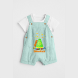 Mini Hoovina kunda  - Personalized Diwali Themed Dungaree Set - ARCTIC BLUE - 0 - 5 Months Old (Chest 18")