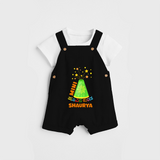 Mini Hoovina kunda  - Personalized Diwali Themed Dungaree Set - BLACK - 0 - 5 Months Old (Chest 18")