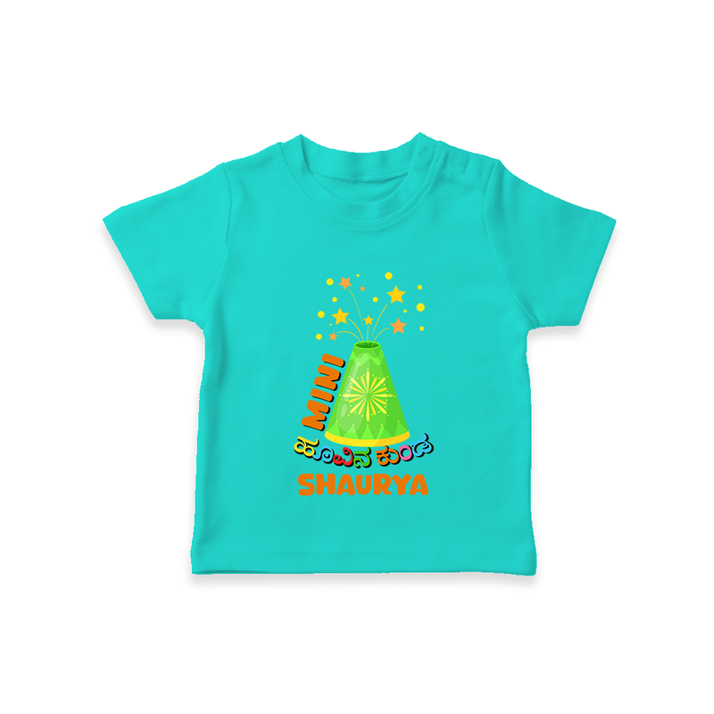 Mini Hoovina Kunda - Customized Diwali Themed T-Shirt - TEAL - 0 - 5 Months Old (Chest 17")