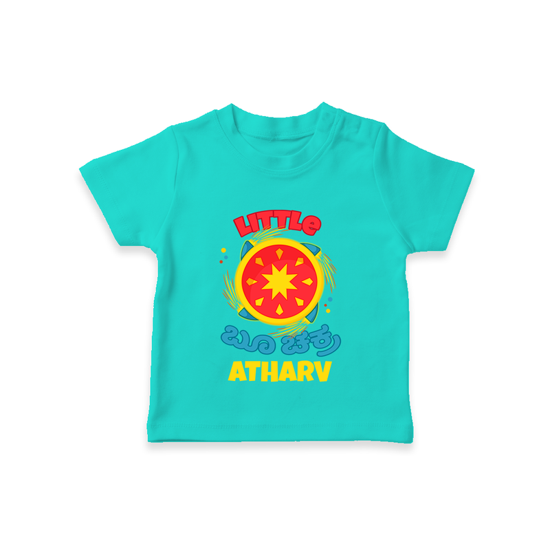 Little Boo Chakra - Customized Diwali Themed T-Shirt - TEAL - 0 - 5 Months Old (Chest 17")