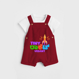 Tiny Rocket - Personalized Diwali Themed Dungaree Set - RED - 0 - 5 Months Old (Chest 18")