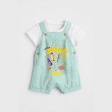 Little Pataki - Personalized Diwali Themed Dungaree Set - ARCTIC BLUE - 0 - 5 Months Old (Chest 18")