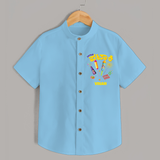 Little Pataki - Personalized Diwali Themed Shirt - SKY BLUE - 0 - 6 Months Old (Chest 23")