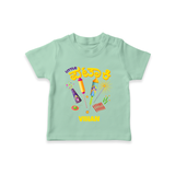 Little Pataki  - Customized Diwali Themed T-Shirt - MINT GREEN - 0 - 5 Months Old (Chest 17")