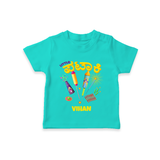 Little Pataki  - Customized Diwali Themed T-Shirt - TEAL - 0 - 5 Months Old (Chest 17")