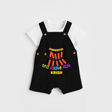 Cheerful Ane Pataki sara - Personalized Diwali Themed Dungaree Set - BLACK - 0 - 5 Months Old (Chest 18")