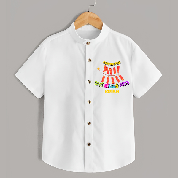 Cheerful Ane Pataki sara - Personalized Diwali Themed Shirt - WHITE - 0 - 6 Months Old (Chest 23")