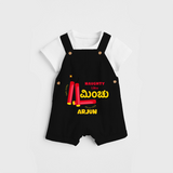 Naughty Like Minchu- Personalized Diwali Themed Dungaree Set - BLACK - 0 - 5 Months Old (Chest 18")