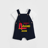 Naughty Like Minchu- Personalized Diwali Themed Dungaree Set - NAVY BLUE - 0 - 5 Months Old (Chest 18")