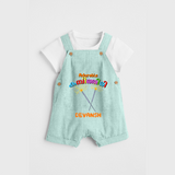 Adorable kambithiri - Customized Diwali Themed Dungaree Set - ARCTIC BLUE - 0 - 5 Months Old (Chest 18")