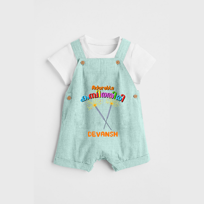 Adorable kambithiri - Customized Diwali Themed Dungaree Set - ARCTIC BLUE - 0 - 5 Months Old (Chest 18")