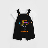 Adorable kambithiri - Customized Diwali Themed Dungaree Set - BLACK - 0 - 5 Months Old (Chest 18")