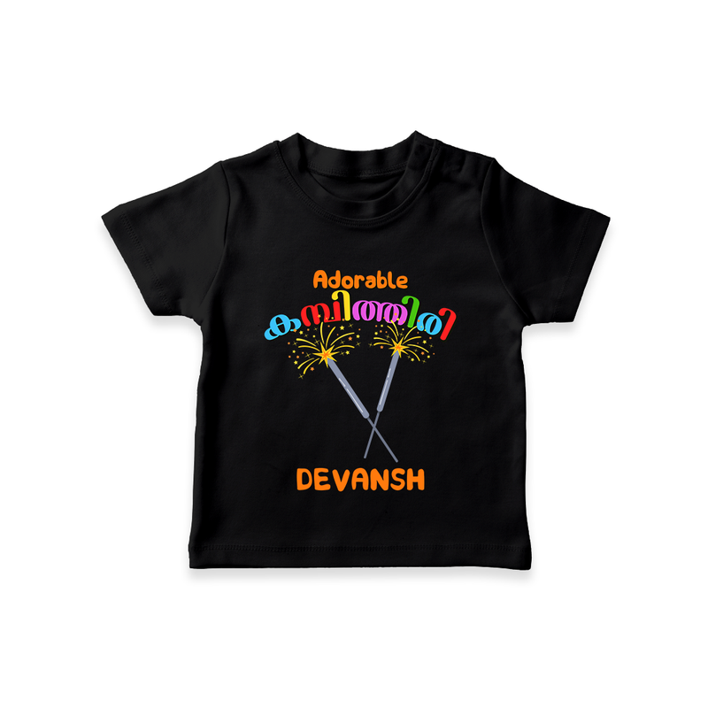 Adorable Kambithiri - Customized Diwali Themed T-Shirt - BLACK - 0 - 5 Months Old (Chest 17")