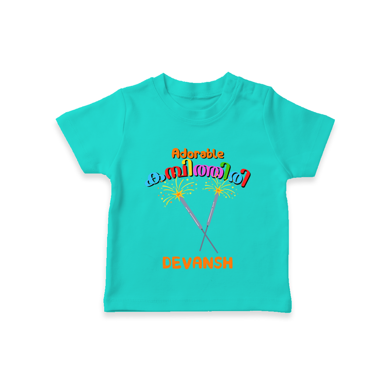 Adorable Kambithiri - Customized Diwali Themed T-Shirt - TEAL - 0 - 5 Months Old (Chest 17")