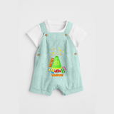 Mini pookutty  - Customized Diwali Themed Dungaree Set - ARCTIC BLUE - 0 - 5 Months Old (Chest 18")