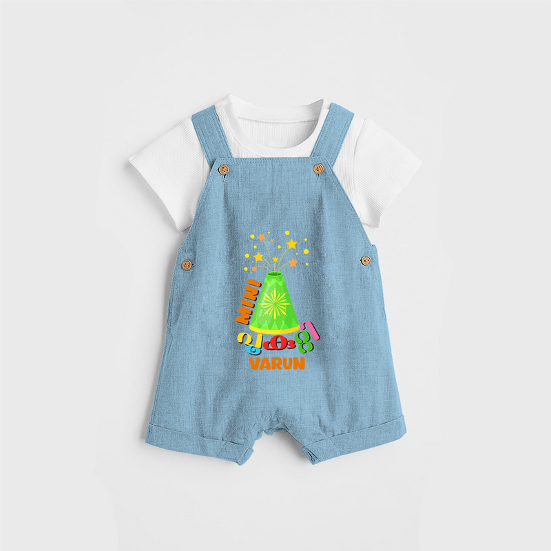 Mini pookutty  - Customized Diwali Themed Dungaree Set - SKY BLUE - 0 - 5 Months Old (Chest 18")