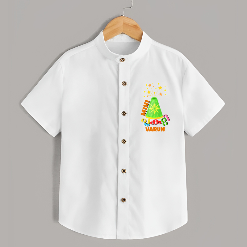 Mini pookutty  - Customized Diwali Themed Shirt - WHITE - 0 - 6 Months Old (Chest 23")