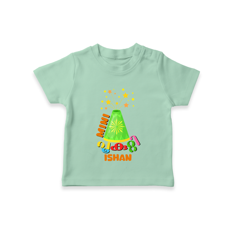 Mini Pookutty - Customized Diwali Themed T-Shirt - MINT GREEN - 0 - 5 Months Old (Chest 17")