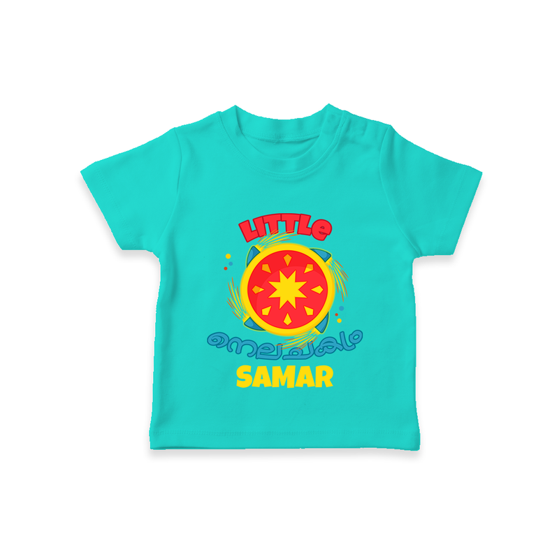 Little Nilachakaram - Customized Diwali Themed T-Shirt - TEAL - 0 - 5 Months Old (Chest 17")