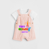 Tiny Rocket  - Customized Malayalam Diwali Themed Dungaree Set - PEACH - 0 - 5 Months Old (Chest 18")