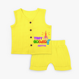 Tiny Rocket  - Customized Malayalam Diwali Themed Jabla Set - YELLOW - 0 - 3 Months Old (Chest 9.8")