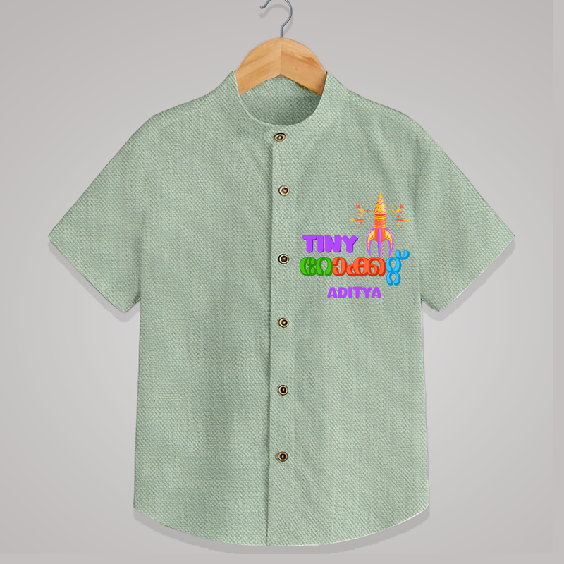 Tiny Rocket  - Customized Malayalam Diwali Themed Shirt - MINT GREEN - 0 - 6 Months Old (Chest 23")