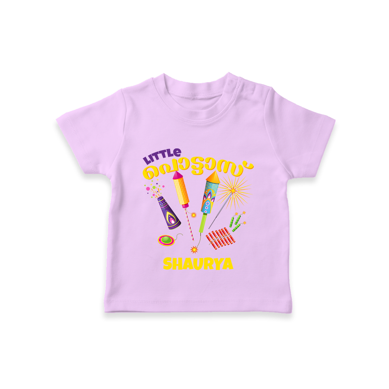 Little Pottas  - Customized Diwali Malayalam Themed T-Shirt - LILAC - 0 - 5 Months Old (Chest 17")