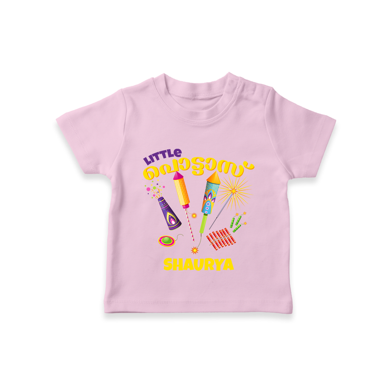 Little Pottas  - Customized Diwali Malayalam Themed T-Shirt - PINK - 0 - 5 Months Old (Chest 17")