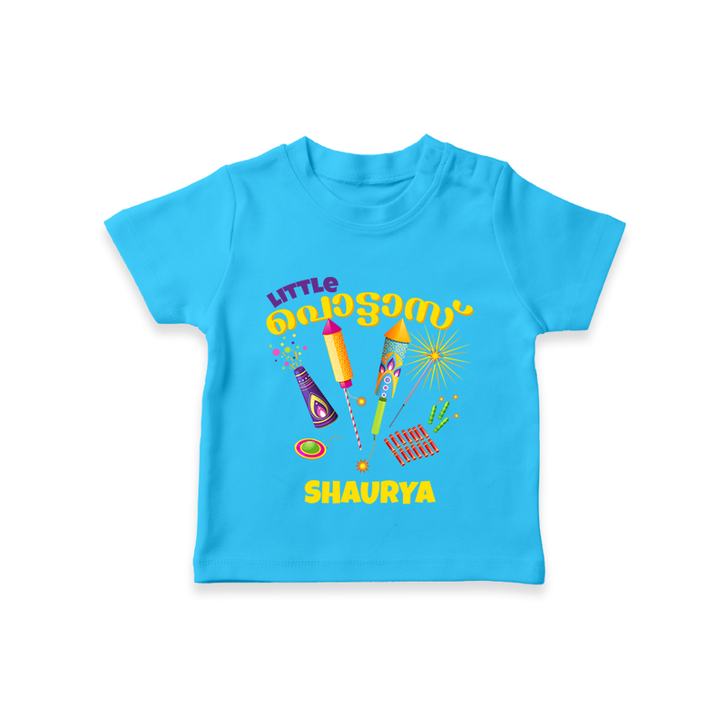 Little Pottas  - Customized Diwali Malayalam Themed T-Shirt - SKY BLUE - 0 - 5 Months Old (Chest 17")