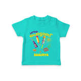 Little Pottas  - Customized Diwali Malayalam Themed T-Shirt - TEAL - 0 - 5 Months Old (Chest 17")