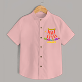 Cheerful Malapatakam  - Customized Diwali Themed Shirt - PEACH - 0 - 6 Months Old (Chest 23")