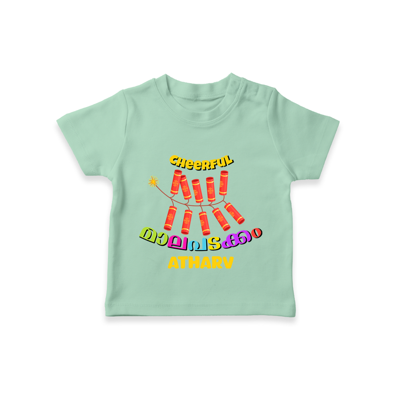 Cheerful Malapatakam - Customized Diwali Themed T-Shirt - MINT GREEN - 0 - 5 Months Old (Chest 17")