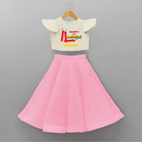 Naughty Like Bijli - Customized Malayalam Diwali Themed Crop Top And Skirt - PINK - 6 - 9 Months Old (Chest 20" , Frock Waist 20")