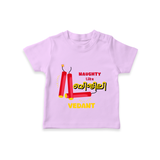 Naughty Like Bijli - Customized Diwali Malayalam Themed T-Shirt - LILAC - 0 - 5 Months Old (Chest 17")