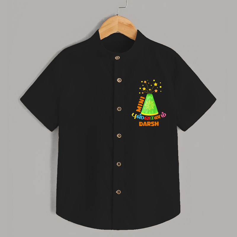 Mini Flower Pot - Customized Diwali Themed Kids Shirt - BLACK - 0 - 6 Months Old (Chest 23")