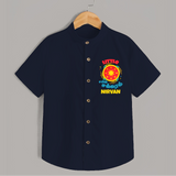 Little Sangu Chakkaram - Customized Diwali Themed Kids Shirt - NAVY BLUE - 0 - 6 Months Old (Chest 23")