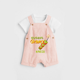 Cutest Kundu - Customized Diwali Themed Kids Dungaree Set - PEACH - 0 - 5 Months Old (Chest 18")