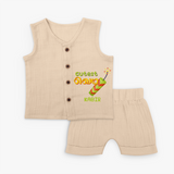 Cutest Kundu - Customized Diwali Themed Kids Jabla Set - CREAM - 0 - 3 Months Old (Chest 9.8")