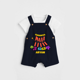 Cheerful Sara Vedi - Customized Diwali Themed Kids Dungaree Set - NAVY BLUE - 0 - 5 Months Old (Chest 18")