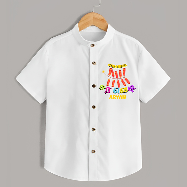 Cheerful Sara Vedi - Customized Diwali Themed Kids Shirt - WHITE - 0 - 6 Months Old (Chest 23")