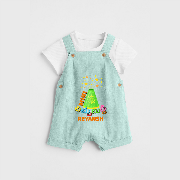 Mini Chichu buddi - Customized With Diwali Themed Kids Dungaree Set - ARCTIC BLUE - 0 - 5 Months Old (Chest 18")