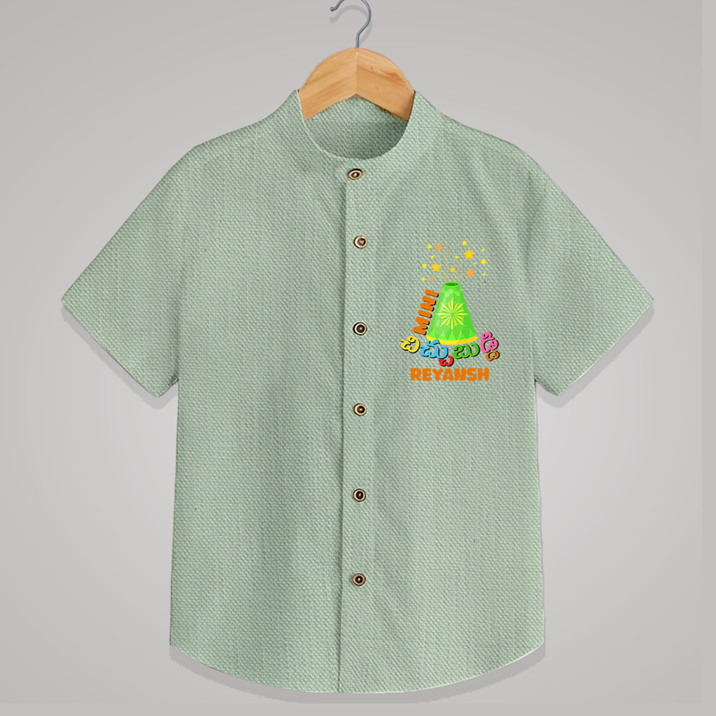 Mini Chichu buddi - Customized With Diwali Themed Kids Shirt - MINT GREEN - 0 - 6 Months Old (Chest 23")