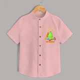 Mini Chichu buddi - Customized With Diwali Themed Kids Shirt - PEACH - 0 - 6 Months Old (Chest 23")