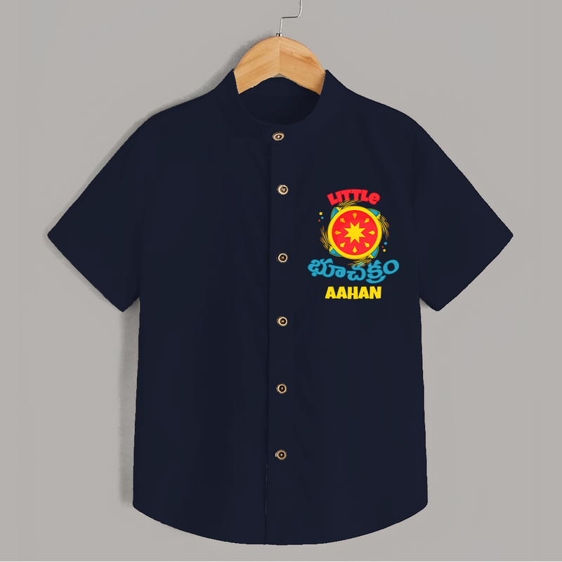 Little Bhuchakram - Customized With Diwali Themed Kids Shirt - NAVY BLUE - 0 - 6 Months Old (Chest 23")