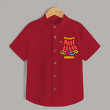 Cheerful Wala - Customized With Diwali Themed Kids Shirt - RED - 0 - 6 Months Old (Chest 23")