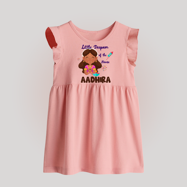Little Deepam Diwali Baby Frock - BABY PINK - 0 - 3 Months Old (Chest 17")
