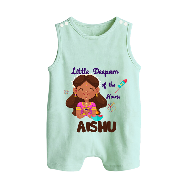 Little Deepam Diwali Button Romper - MINT GREEN - New Born (Chest 18")