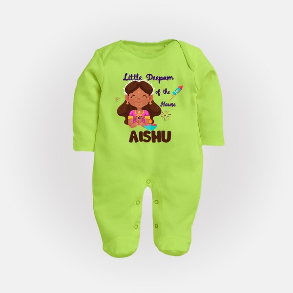Little Deepam Diwali Full Body Suit - LIME GREEN - New Born (Chest 7.5")
