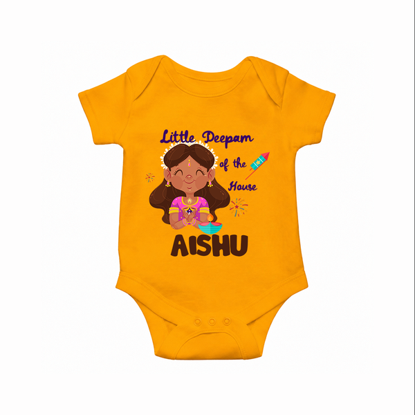 Little Deepam Diwali Romper - CHROME YELLOW - New Born (Chest 14")