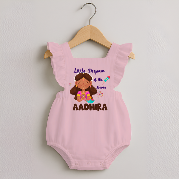 Little Deepam Diwali Romper Frock - BABY PINK - 0 - 3 Months Old (Chest 19")